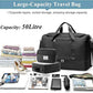 Large Travel Duffle Bag,Carry on Overnight Weekend Bag with Shoes Compartment,Weekender Bags for Women for Travel Business Trips Sport Hospital,3 Pcs Set,Black