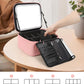 Relavel Makeup Bag with Light Up Mirror, Makeup Case Travel Cosmetic Bags Brush Organizer Storage Box, Rechargeable Vanity Mirror with 3 Color Lights, High Frame Mirror Protection (Pink)
