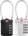 ZHEGE TSA Luggage Locks, Zipper Lock with Inspection Indicator, 4 Digit Cable Lock with 5.5 Inch Flexible Cable for Suitcase, Backpack, Baggage, Gym Locker, Toolbox (2 Pack, Black and Silver)