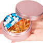 Small Pill Case 2 Compartment Metal Pill Box - Portable Travel Pill Container for Pocket or Purse, Waterproof Pill Organizer for Medicine Vitamin Fish Oil and Supplements