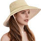 Sun Hats for Women Wide Brim Ponytail UV Protection Beach Hat Packable Waterproof Bucket Hat for Travel Hiking Gardening