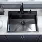25 Kitchen Sink Drop-In Workstation, 25 x 22 Inch Gunmetal Black Stainless Steel Workstation Sink Topmount Single Bowl with Cutting Board,for Kitchen, Laundry, Utility Room