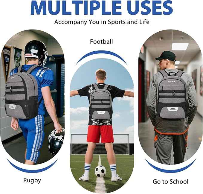 LARIPOP Soccer Backpack Soccer Bag with Ball Holder & Shoe Compartment Youth Sports Equipment Training Bag