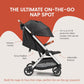Bombi Bēbee V2 Lightweight Baby Stroller - Premium Vegan Leather, One-Hand Fold, Infinite Recline, Aircraft-Grade Aluminum Frame, XXL Canopy, and Ample Storage Umbrella Stroller - Stone Gray