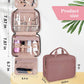 BALHLHG Toiletry Bag for Women With Hanging Hook, Medium Travel Makeup Organizer, Water-resistant Cosmetic Toiletries Bag for Bathroom, Trip, Business, Rosewood-Pink