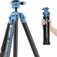 Fotopro Carbon Fiber Tripod 60 Inch 360 Degree Ball Head Quick Release Plate Lightweight Travel Tripod, Max Loads up to 17.6lbs, Blue
