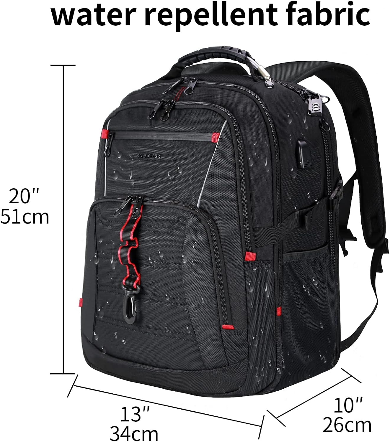 KROSER Travel Laptop Backpack 18.4 inch XXXL Computer Backpack Stylish College Backpack with RFID Pockets USB Charging Port REFLECTIVE STRIPS Water-Repellent Day pack for Business/Men - Roamly