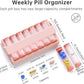 Weekly Pill Organizer 2 Times a Day, KOVIUU Large Travel Pill Box 7 Day, Am Pm Twice Daily Pill Case with Rotatable Handle, Pill Holder Container for Vitamin, Medicine, Supplement, Fish Oil, Pink