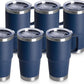 HASLE OUTFITTERS 20oz Tumbler Bulk with Lid, Stainless Steel Tumbler Bulk with Handle, Metal Insulated Travel Coffee Mug Set with Handle, Double Wall Vacuum Leak Proof Tumbler Cup, Navy 6 Pack