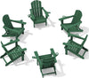 SERWALL Adirondack Chair with Cup Holders - Composite Adirondack Chairs Set of 6 HDPE Outdoor Chairs All Weather Use- Green