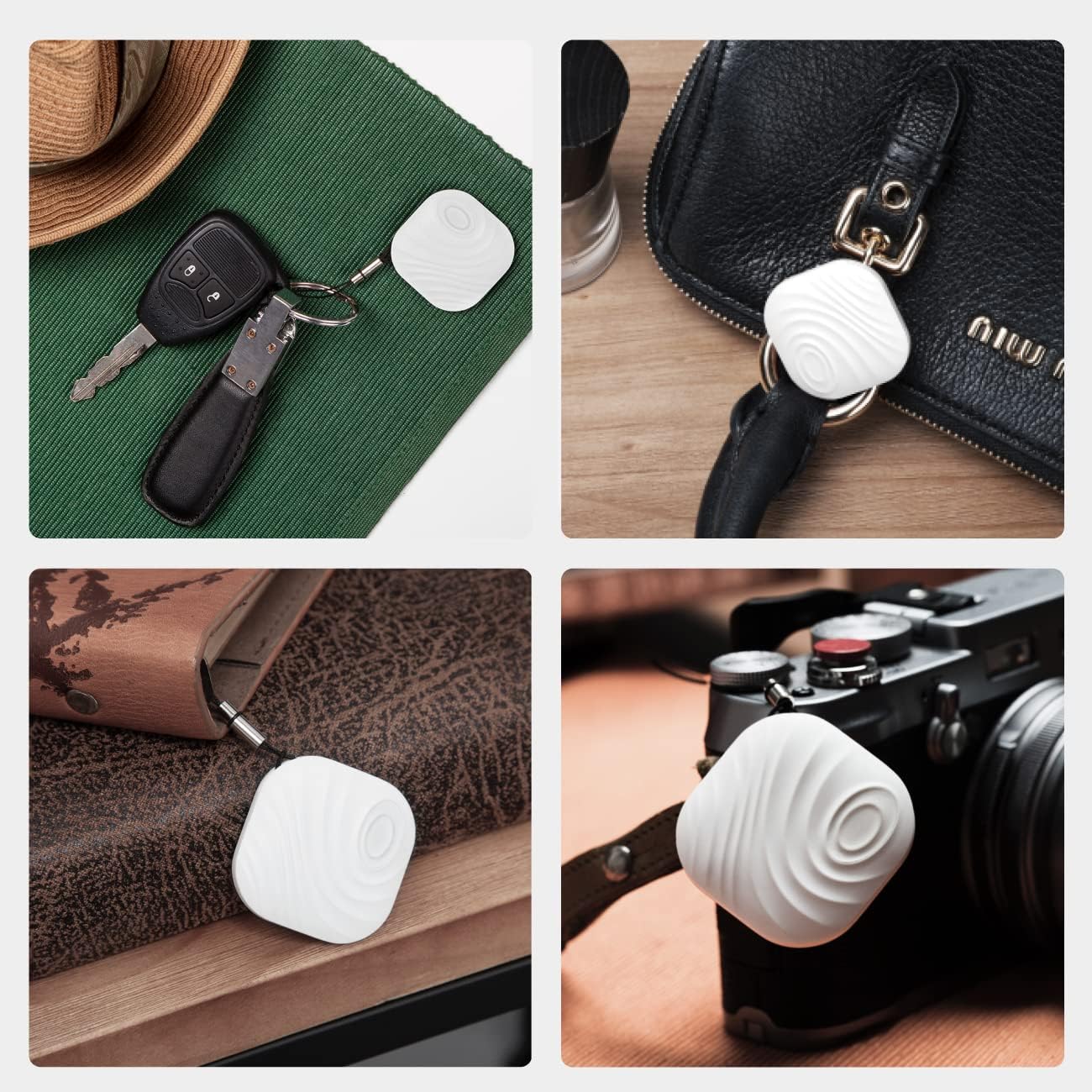 Key Finder, Bluetooth Tracker Item Locator with Key Chain for Keys Pet Wallets or Backpacks and Tablets, Batteries Include (1 White & 1Gray, 2 Pack)