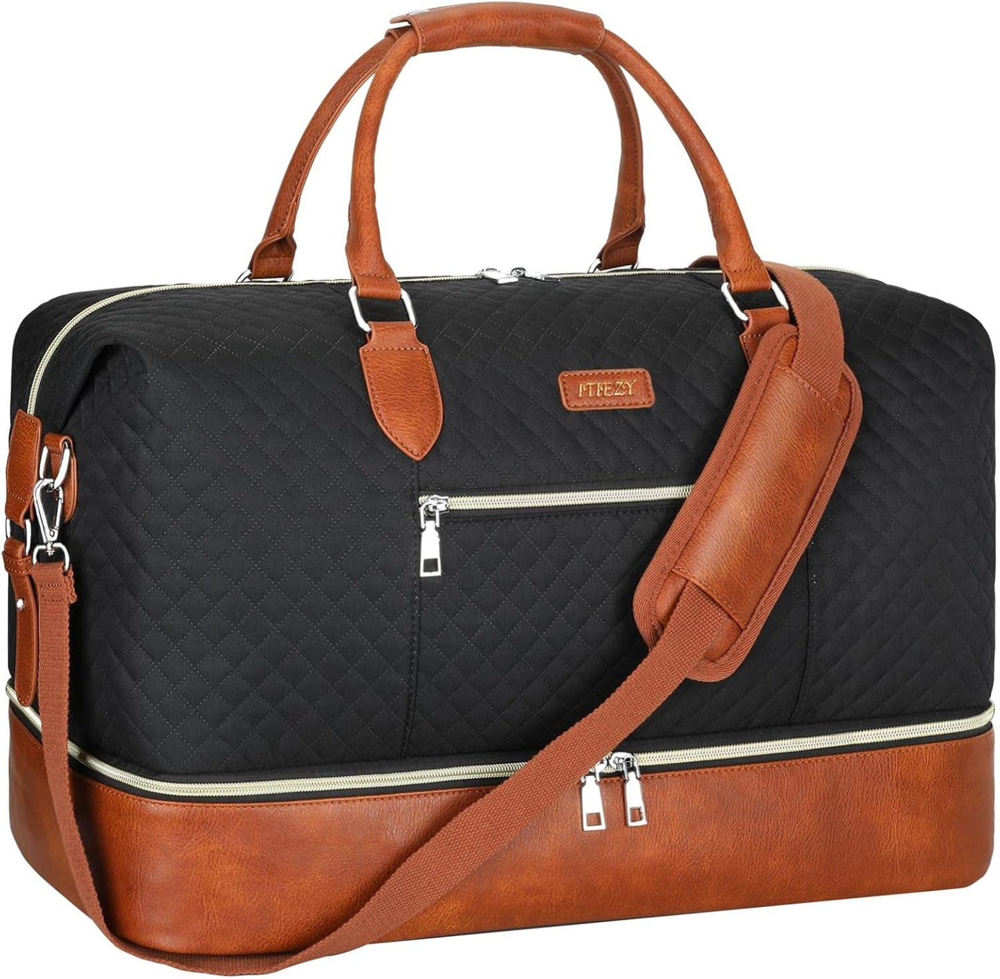 Weekender Bag for Women, Travel Duffel Bag Carry On Overnight Bag with Shoe Compartment Large Nylon Travel Weekend Tote Bag - Roamly