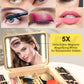 Kalolary Travel Makeup Train Cases with Lighted Mirror 3 Color Setting, Makeup Bag Cosmetic Case Organizer Adjustable Brightness Portable Makeup Storage Box with Detachable 5X Magnifying Mirror Yellow