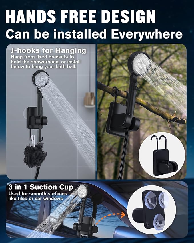 Spopal Portable Shower for Camping with 5-Gallon Water Jug, [Upgraded] 10000mAh Rechargeable Camping Shower with 5 Adjustable Speeds, Food Grade Material Water Containers for Hiking, Travel, Car, Pet
