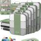 10 Set Compression Packing Cubes for Travel Essentials,Compressible Expandable Packing Cubes for Suitcase,OlarHike Luggage Organizer Bags for Travel,Handy Helper for Organizing Clothes(Matcha Green) - Roamly