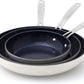 Nuwave 3-Piece Fry Pan Set, 8”, 10”, 12” Forged Lightweight, G10 Healthy Duralon Blue Ceramic Ultra Non-Stick, Induction-Ready & Works on All Cooktops, Ergonomic Stay-Cool Handles
