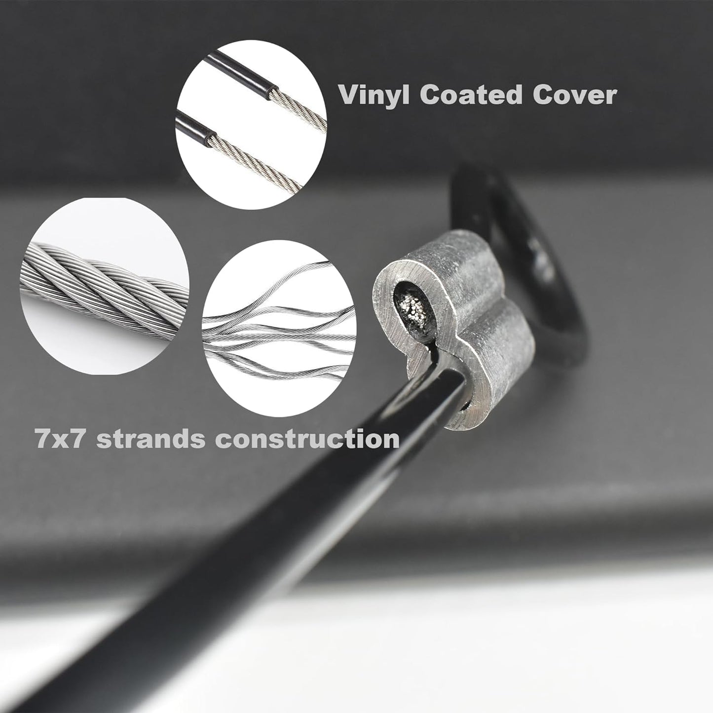 10 pcs 2mm Wire 12 inch Vinyl Coated Stainless Steel Cable with Loops Short Wire Rope Lanyard Lock Security Chain Link for Outdoor Gates,Black(2mm x 12inch)