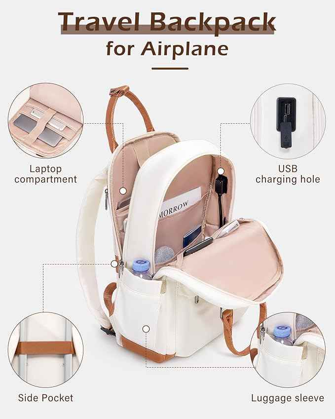 LONG VACATION Carry On Luggage Sets 3 Piece 20 Inch Suitcase Set, ABS+PC Hardshell Lightweight Travel Luggage with Spinner Wheels & YKK Zipper TSA Lock (20 INCH (BP/TB), BEIGE-BROWN)