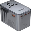 Universal Travel Adapter, VINTAR 75W GaN International Power Adapter with 3 USB-C PD and 2 USB-A QC Charging Ports, All-in-one Outlet Converter Wall Charger for Europe UK USA AUS(Type C/G/A/I), Grey