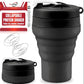 Collapsible Protein Shaker & Water Bottle Food-Grade, Leakproof Lid 600mL/20oz Shaker Cup - Reusable Silicone Shaker Cups for Protein Shakes with Mixing Ball for Gym-goers & Travelers