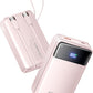 Portable Charger Power Bank - 30000mAh 65W Laptop Travel Essentials Battery Pack USB C Built in Cable Phone Fast Charging Compatible with iPhone 16 15 14 13 iPad MacBook Samsung Google (Pink)