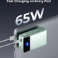 Portable Charger Power Bank - 30000mAh 65W Laptop Travel Essentials Battery Pack USB C Built in Cable Phone Fast Charging Compatible with iPhone 16 15 14 13 iPad MacBook Samsung Google (Green)
