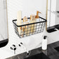 2 Pack Hanging Wall Basket Organizer Over the Cabinet Door Wire Baskets for Organizing -Space-Saving Hanging Baskets for Organizing Wall Mount Storage,No Drilling Adhesive Wall Storage Basket, Black