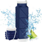 610ml Collapsible Water Bottles Upgrade Foldable Water Bottle BPA Free Reusable Lightweight LeakProof Silicone Water Bottles 20.6oz for Travel Hiking Office Camping Outdoor Sport Dark Blue
