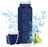 610ml Collapsible Water Bottles Upgrade Foldable Water Bottle BPA Free Reusable Lightweight LeakProof Silicone Water Bottles 20.6oz for Travel Hiking Office Camping Outdoor Sport Dark Blue