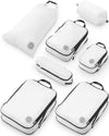Large Compression Packing Cubes for Travel-Packing Cube Luggage Organizers 7 Piece Set for Checked Luggage-Ultralight, Expandable/Compression Bags by TRIPPED Travel Gear (White/Grey) - Roamly