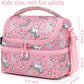 FlowFly Double Decker Cooler Insulated Lunch Bag Large Tote for Boys, Girls, Men, Women, With Adjustable Strap (Red-Unicorn)