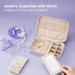 Lolalet Travel Jewelry Case for Women, Travel Jewelry Organizer Box with Mirror & Clear Storage Bag, Small Portable Traveling Earring Necklace Bracelet Ring Case, Bridesmaid Gifts -Medium, Purple