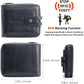 Men's brand buckle driver's license zipper genuine leather wallet, large capacity, multifunctional coin pocket (Bluish grey)