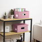 PRANDOM Collapsible Storage Box with Lid [1-Pack] Leather Fabric Foldable Storage Bin Organizer Container Basket Cube with Cover for Home Bedroom Closet Office Nursery Pink (13.6x9.6x6.9)