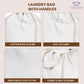 LFH Home Cotton Canvas Large Laundry Bag with Handle, Heavy Duty Drawstring Closure Washable Laundry Bags, School Travel, Home, Hotel, College Dorm, Organizer Sack, Toy Clothes 20x30 (Pack of 2)-White