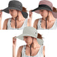Rosoz Ponytail Sun Bucket Hats for Women UV Protection Foldable Mesh Wide Brim Hiking Beach Fishing Summer Safari