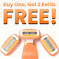 Mini Travel razor Kit for women with moisturizing bar - 1 Handle and 3 Cartridges - Extra Smooth 5-blade With Case for Close Shaving - Orange