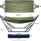Tranquillo Sturdy Steel Hammock Stand with Premium Cotton Canvas, 600 lbs Capacity Hammock Folding, Portable Hammock Stand 30-Second Fold Unfold Spacious Hammock Design, Sage