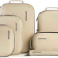 Aerotrunk Ultralight Compression Packing Cubes - Lightweight Travel Organizers for Suitcases and Luggage (6-Pack, Beige)
