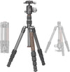 Lightweight Carbon Fiber Reverse Folding Travel Tripod with Ball Head, Removable Center Column, Folded Height 36cm, Maximum Load 6KG（LX-225CT+XB-32Q）