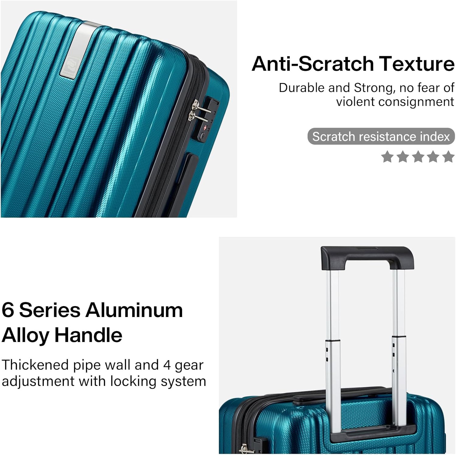 Hanke 29 Inch Expandable Checked Luggage Lightweight PC Hard Shell Luggage Suitcases with Wheels Tsa Luggage Rolling Large Suitcase Travel Luggage Bag for Study Abroad.(Caribbean Blue) - Roamly