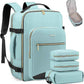 LOVEVOOK Travel Backpack for Women & Men 50L,Airline Approved Carry On Backpack Travel Essentials,TSA Carry on Luggage,Waterproof Personal Item Travel Bag,Suitcase with 3 Packing Cube,Mint green-Black