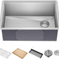 KRAUS Kore 27-Inch Undermount Workstation 16 Gauge Single Bowl Stainless Steel Kitchen Sink with Accessories, KWU110-27