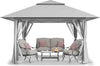 CROWN SHADES 11X11 Outdoor Pop Up Gazebo Base 10X10 Patio Gazebos Patented Center Lock Quick Setup Newly Designed Storage Bag Instant Canopy Tent with Mosquito Nettings (11x11, Gray)