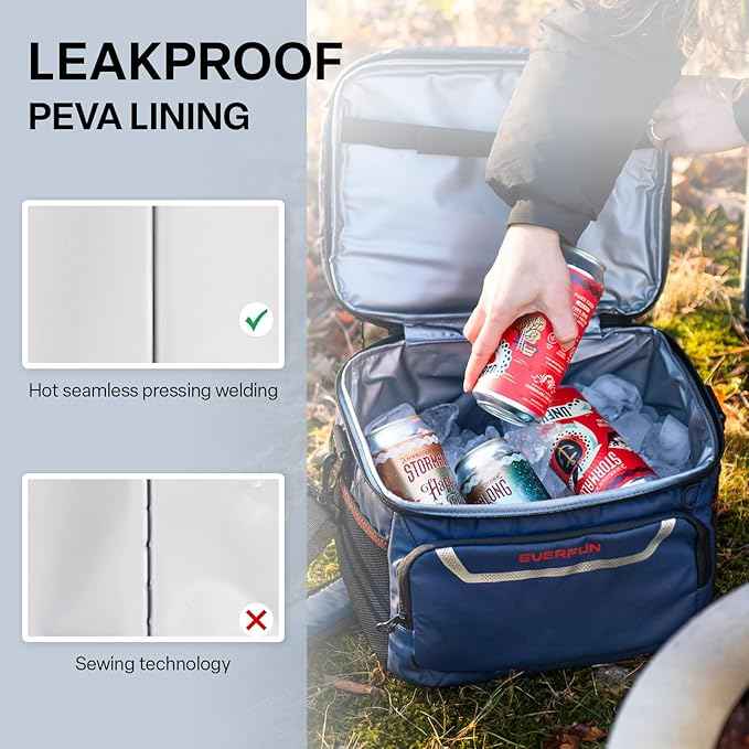 EVERFUN Small Cooler Bag 24/48 Can Insulated Lunch Box Double Deck Soft Leak-Proof Waterproof Collapsible Ice Chest for Men Women Work Travel Car Trip Picnic Beach