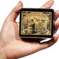 Silver Vintage Pill Box 7 Day Metal Pill Box with Mirror and 8 Compartments Cute Travel Pill Organizer for Purse (Halloween Label)