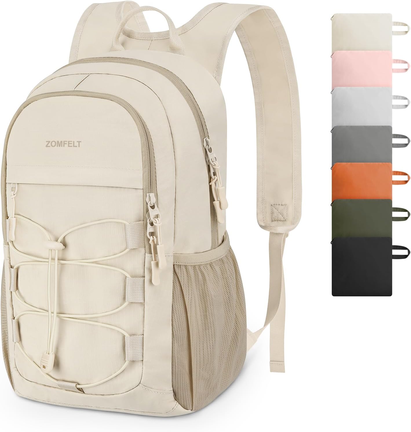 ZOMFELT Hiking Backpack for Women Men, 20L Lightweight Packable Backpacks for Trip, Water Resistant Small Travel Backpack, Foldable daypack for Hiking, Walking, Cycling, Camping, Beige - Roamly