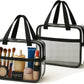 XEWEA 2PCS Middle TSA Approved Clear Travel Toiletry Bags for Men Women, Transparent Makeup Cosmetic Bag with Handle Zipper, Waterproof PVC Quart Organizer Pouch for Airport Airline Essential, Balck - Roamly
