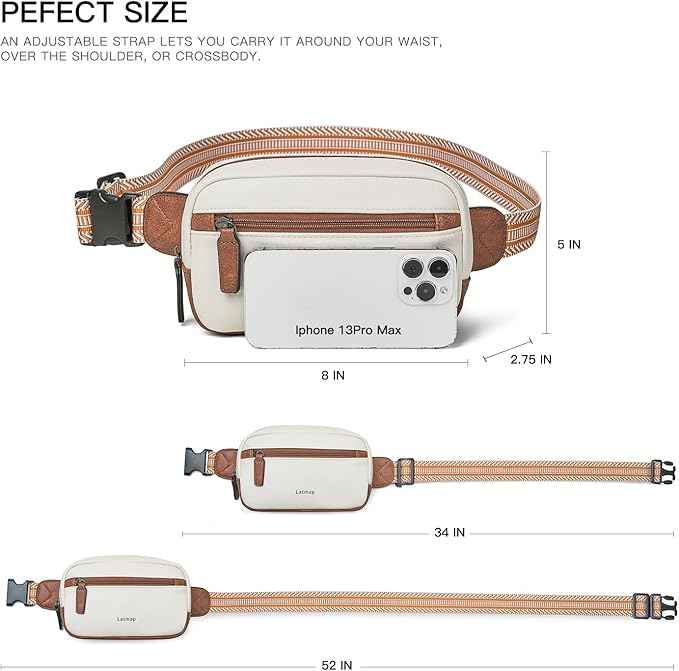 2L Fanny Packs Everywhere Belt Bag Small Fashion Crossbody Waist Pack Faux Leather Waterproof Sling Chest Bag For Women Beige