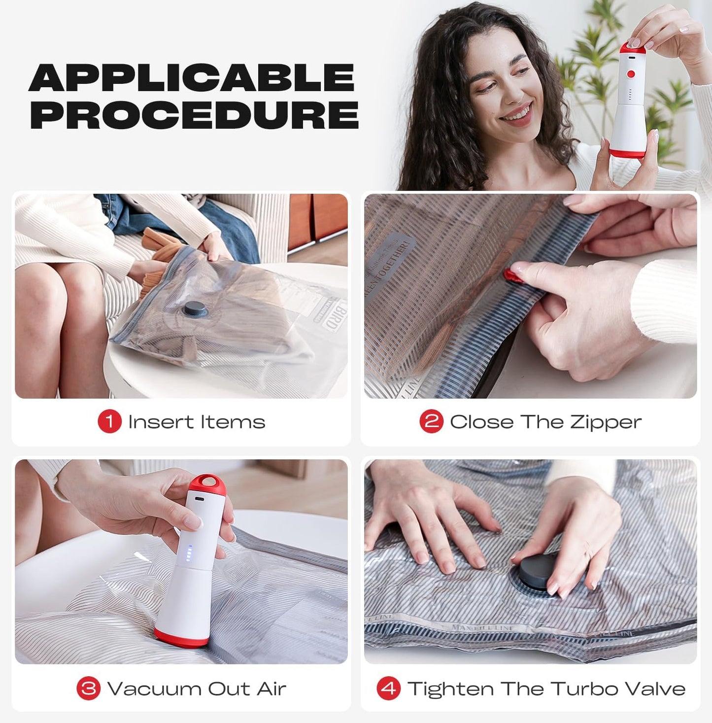 Travel Vacuum Storage Bags with Rechargeable USB Pump, 15 Pack Carry-On Size Compression Packing Bags for Luggage and Suitcase, Space Saver for Clothes and Clothing Travel